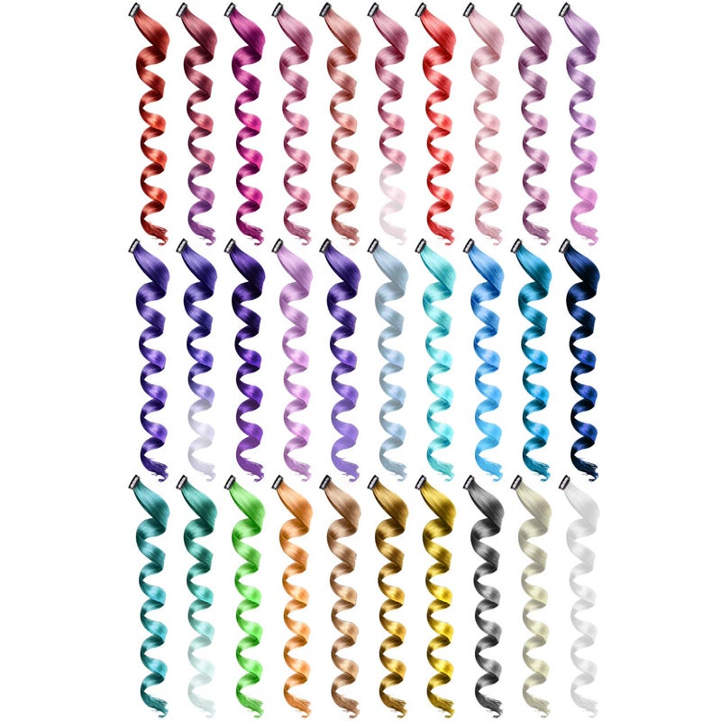 SOTOGO 30 Pieces Clip in Hair Extensions Colorful Curly Hair Extensions Hair Streak Party Highlights Hairpieces for Women Girls(30 Colors, 22 Inches) - Image 1
